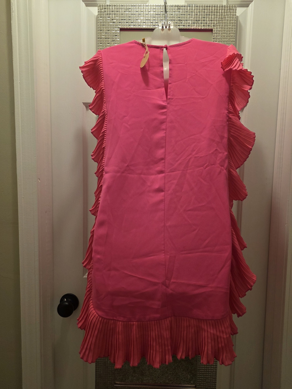 Bright Pink Ruffle Shift Dress - Picture 2 of 3